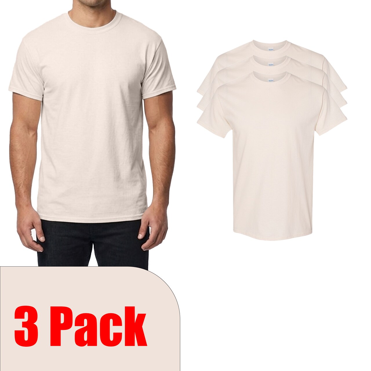 Gildan Men's Heavy Cotton Crewneck T-Shirt, Craft-Ready for Crafting Natural Tee
